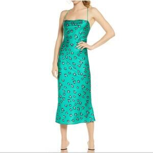 Kourt Lightweight Floral Sheila Satin Strappy Back Midi Slip Dress‎ Large